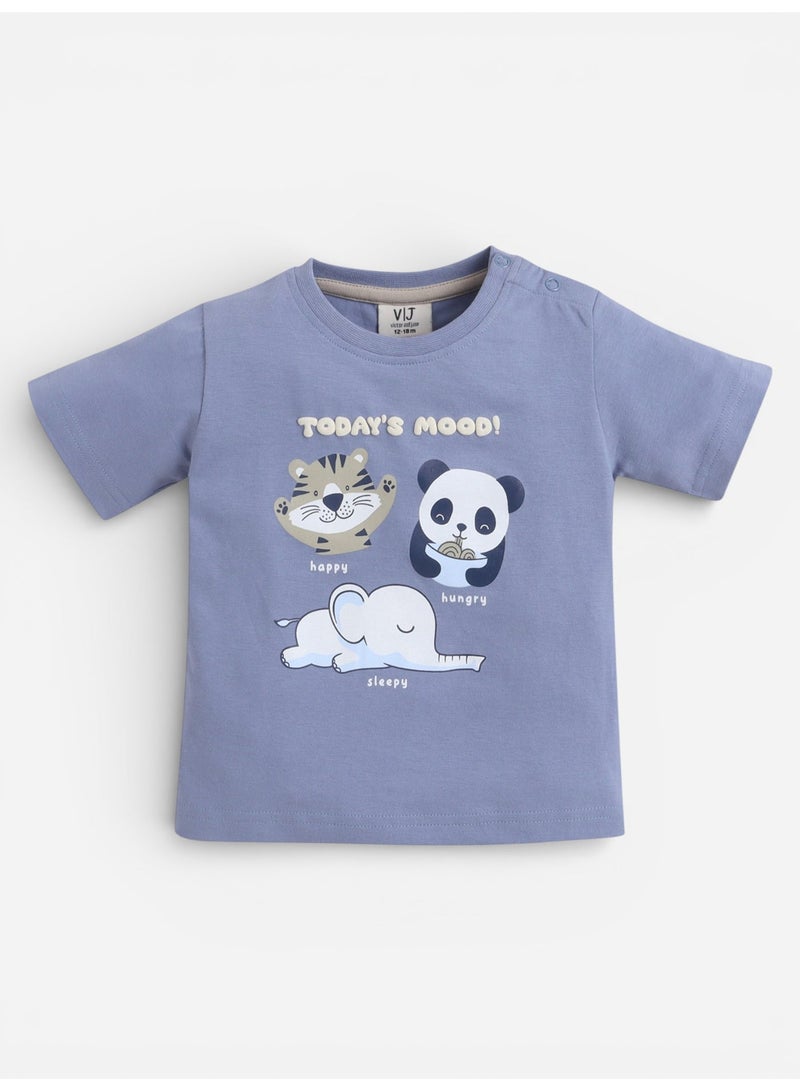 victor and jane Boys' 2pcs Cute Animal Print Round Neck T-Shirt and Shorts Set - Image 4